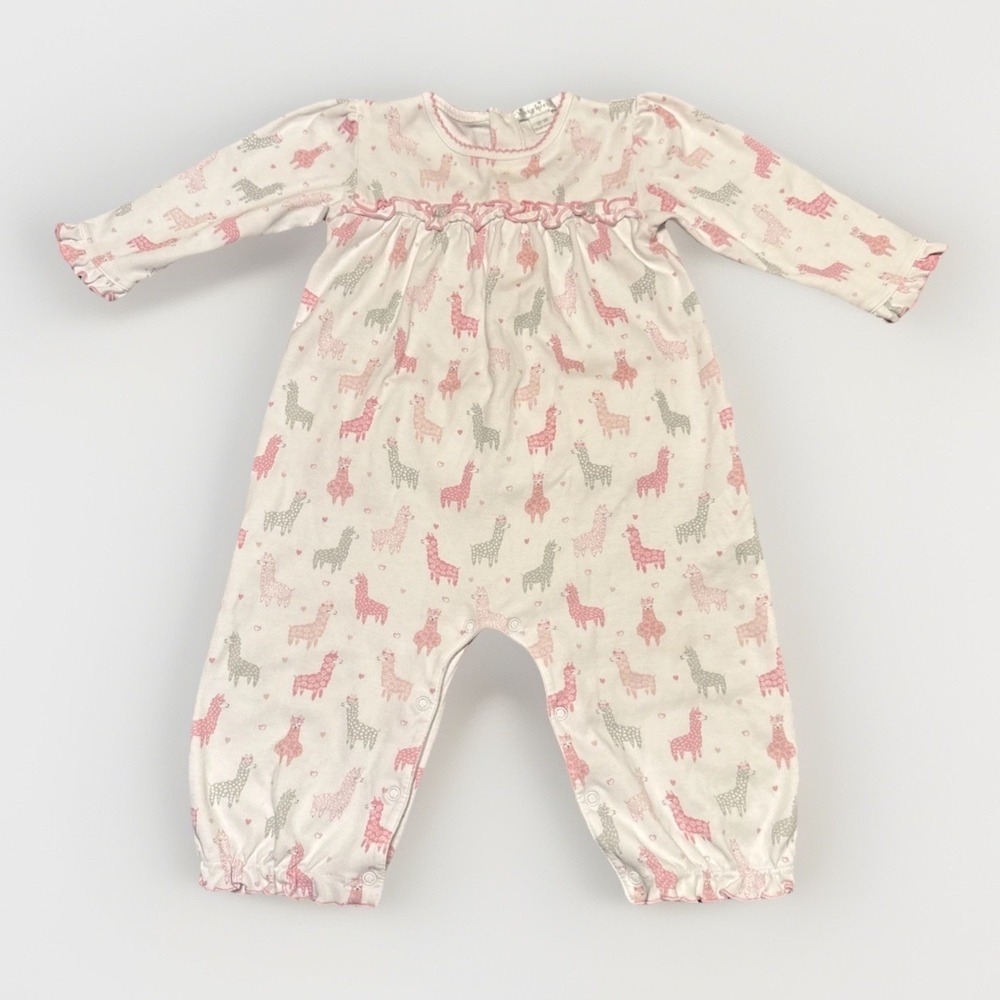Kissy Kissy Pink and Gray Giraffe Print One-Piece Pajamas